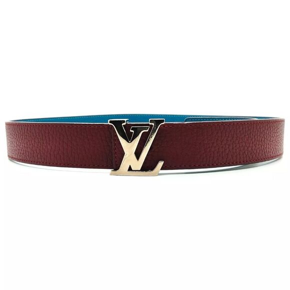 Auth NEW Louis Vuitton Blue & Burgundy Reversible Belt Women’s US Small 75-85 cm - Picture 3 of 6